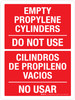 Empty Propylene Cylinders Do Not Use Bilingual Portrait - Wall Sign