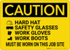 Caution: Wear Hardhat Safety Glasses Gloves Boots - Wall Sign