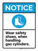 Notice: Wear Safety Shoes When Handling Gas Cylinders ANSI Portrait - Wall Sign Notice: Wear Safety Shoes When Handling Gas Cylinders ANSI Portrait - Wall Sign