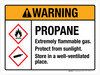 Warning: Propane Extremely Flammable Gas Protect From Sunlight Store In A Well-Ventilated Place ANSI Landscape - Wall Sign