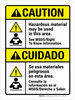 Caution: Hazardous Material May Be Used In This Area - See MSDS Bilingual ANSI Portrait - Wall Sign