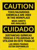 Caution: Toxic Hazardous Chemicals Are Used In This Workplace - MSDS Available Bilingual Portrait - Wall Sign