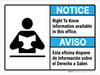 Notice: Right To Know Information Available In This Office Bilingual ANSI Landscape - Wall Sign