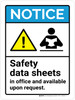 Notice: Safety Data Sheets In Office And Available Upon Request ANSI Portrait - Wall Sign Notice: Safety Data Sheets In Office And Available Upon Request ANSI Portrait - Wall Sign