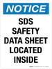 Notice: SDS Safety Data Sheet Located Inside Portrait - Wall Sign