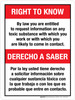 Right To Know: By Law You Are Entitled To Request Information On Any Toxic Substance Bilingual Portrait - Wall Sign Right To Know: By Law You Are Entitled To Request Information On Any Toxic Substance Bilingual Portrait - Wall Sign