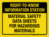 Right-To-Know Information Station: Material Safety Data Sheets For Hazardous Materials Landscape - Wall Sign