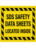 SDS Safety Data Sheets Located Inside with Black and Yellow Hazard Lines Landscape - Wall Sign