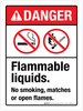 Danger: Flammable Liquids No Smoking Matches Or Open Flames ANSI Portrait - Wall Sign