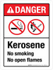 Danger: Kerosene No Smoking No Open Flames ANSI Portrait - Wall Sign