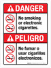 Danger: No Smoking or Electronic Cigarettes Bilingual ANSI Portrait - Wall Sign