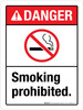 Danger: Smoking Prohibited ANSI Portrait - Wall Sign Danger: Smoking Prohibited ANSI Portrait - Wall Sign