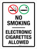 No Smoking Electronic Cigarettes Allowed Portrait - Wall Sign