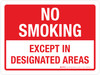 No Smoking: Except In Designated Areas Landscape - Wall Sign