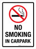 No Smoking In Carpark Portrait - Wall Sign No Smoking In Carpark Portrait - Wall Sign