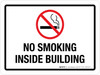 No Smoking Inside Building with Icon Landscape - Wall Sign No Smoking Inside Building with Icon Landscape - Wall Sign