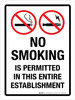 No Smoking Is Permitted In This Entire Establishment Portrait - Wall Sign