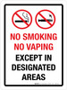 No Smoking No Vaping Except in Designated Areas Portrait - Wall Sign No Smoking No Vaping Except in Designated Areas Portrait - Wall Sign