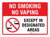 No Smoking No Vaping Except In Designated Areas with Icon Landscape - Wall Sign