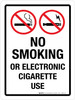 No Smoking Or Electronic Cigarette Use Portrait - Wall Sign No Smoking Or Electronic Cigarette Use Portrait - Wall Sign