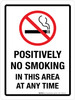 Positively No Smoking In This Area At Any Time Portrait - Wall Sign