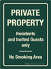 Private Property - Residents and Invited Guests Only No Smoking Area Portrait - Wall Sign Private Property - Residents and Invited Guests Only No Smoking Area Portrait - Wall Sign