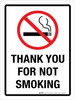 Thank You For Not Smoking Portrait - Wall Sign