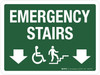 Emergency Stairs Up Arrows Down (ADA) Landscape - Wall Sign