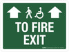 To Fire Exit Arrows Up (ADA) Landscape - Wall Sign