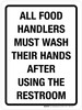 All Food Handlers Must Wash Their Hands After Using The Restroom Portrait - Wall Sign