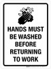 Hands Must Be Washed Before Returning to Work Portrait - Wall Sign