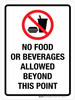 No Food Or Beverages Allowed Beyond This Point Portrait - Wall Sign