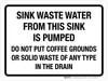 Sink Waste Water From This Sink Is Pumped - Do Not Put Coffee Grounds Landscape - Wall Sign