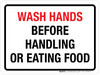 Wash Hands Before Handling Or Eating Food Landscape - Wall Sign Wash Hands Before Handling Or Eating Food Landscape - Wall Sign