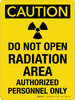 Caution: Do Not Open Radiation Area Authorized Personnel Only with Icon Portrait - Wall Sign