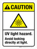 Caution: UV Light Hazard Avoid Looking Directly At Light ANSI Portrait - Wall Sign Caution: UV Light Hazard Avoid Looking Directly At Light ANSI Portrait - Wall Sign