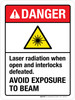 Danger: Laser Radiation When Open And Interlocks Defeated Avoid Exposure To Beam ANSI Portrait - Wall Sign Danger: Laser Radiation When Open And Interlocks Defeated Avoid Exposure To Beam ANSI Portrait - Wall Sign