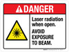 Danger: Laser Radiation When Open Avoid Exposure To Beam ANSI Landscape - Wall Sign