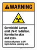 Warning: Germicidal Lamps Emit UV-C Radiation Harmful To Skin And Eyes ANSI Portrait - Wall Sign Warning: Germicidal Lamps Emit UV-C Radiation Harmful To Skin And Eyes ANSI Portrait - Wall Sign