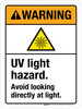 Warning: UV Light Hazard Avoid Looking Directly At Light ANSI Portrait - Wall Sign Warning: UV Light Hazard Avoid Looking Directly At Light ANSI Portrait - Wall Sign
