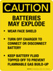 Caution: Batteries May Explode - Safety Reminders Portrait - Wall Sign