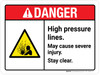 Danger: High Pressure Lines May Cause Severe Injury ANSI Landscape - Wall Sign Danger: High Pressure Lines May Cause Severe Injury ANSI Landscape - Wall Sign