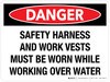 Danger: Safety Harness And Work Vests Must Be Worn While Working Over Water Landscape - Wall Sign Danger: Safety Harness And Work Vests Must Be Worn While Working Over Water Landscape - Wall Sign