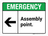 Emergency: Assembly Point with Left Arrow ANSI Landscape - Wall Sign Emergency: Assembly Point with Left Arrow ANSI Landscape - Wall Sign