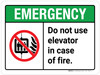 Emergency: Do Not Use Elevator In Case of Fire ANSI Landscape - Wall Sign Emergency: Do Not Use Elevator In Case of Fire ANSI Landscape - Wall Sign
