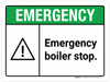 Emergency: Emergency Boiler Stop ANSI Landscape - Wall Sign