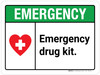 Emergency: Emergency Drug Kit ANSI Landscape - Wall Sign