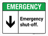 Emergency: Emergency Shut-Off with Down Arrow ANSI Landscape - Wall Sign Emergency: Emergency Shut-Off with Down Arrow ANSI Landscape - Wall Sign