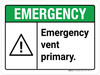 Emergency: Emergency Vent Primary ANSI Landscape - Wall Sign