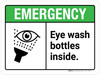 Emergency: Eye Wash Bottles Inside ANSI Landscape - Wall Sign Emergency: Eye Wash Bottles Inside ANSI Landscape - Wall Sign